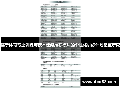 基于体育专业训练与技术任务推荐模块的个性化训练计划配置研究